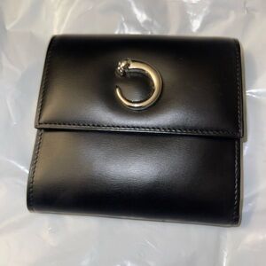 Authentic Cartier PANTHÈRE Black Leather Wallet  EDEC Made in France